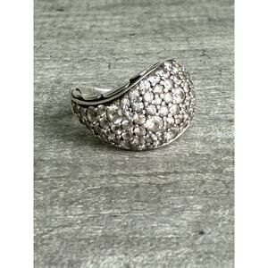 JOHN HARDY-KALI FLOW STERLING SILVER PAVE WHITE SAPPHIRE DOME RING - SIZE 7